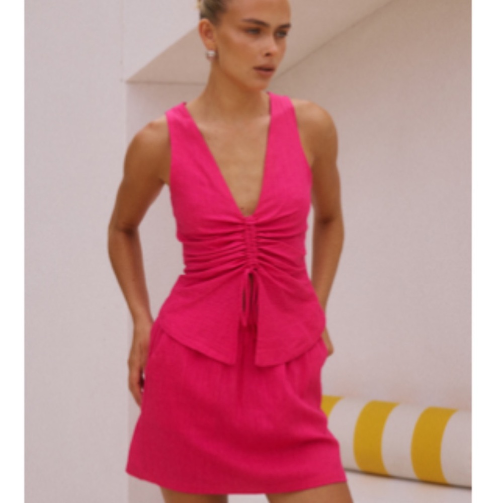 Runway the Label pink mini set. Top and skirt